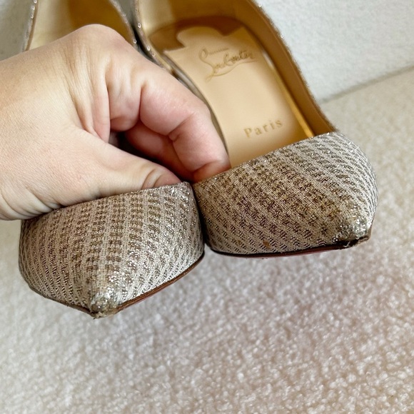 Christian Louboutin Iriza 100 Metallic Nude D’Orsay Pointed Toe Heels Size EU 40 - Picture 8 of 12